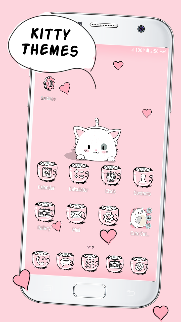 Скачайте для девочек темы милые кошки на Андроид бесплатно